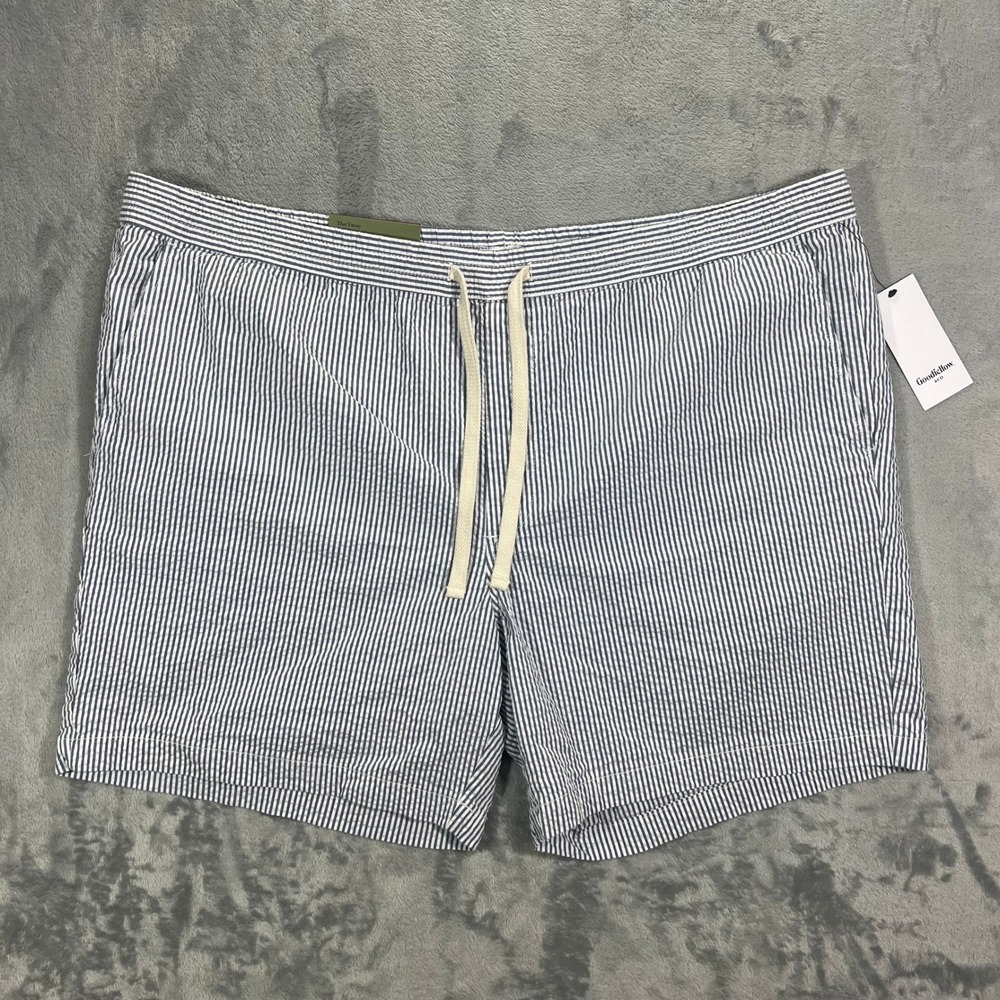 GOODFELLOW CO The Vacay Pull-On Shorts Mens XXL‎ Blue White NEW Seersucker 7"